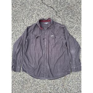 Eddie Bauer 100% cotton brown faded thrashed heavyweight button up shirt Large
